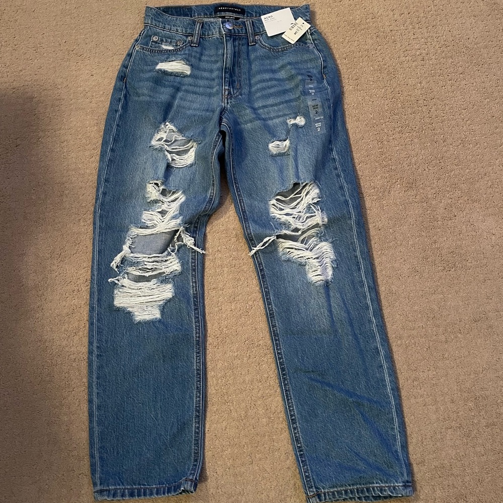 Brand New Distressed Mom Jeans